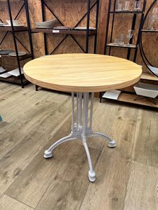 שולחן בית קפה עגול פלטת עץ 0.70 רגל לבנה